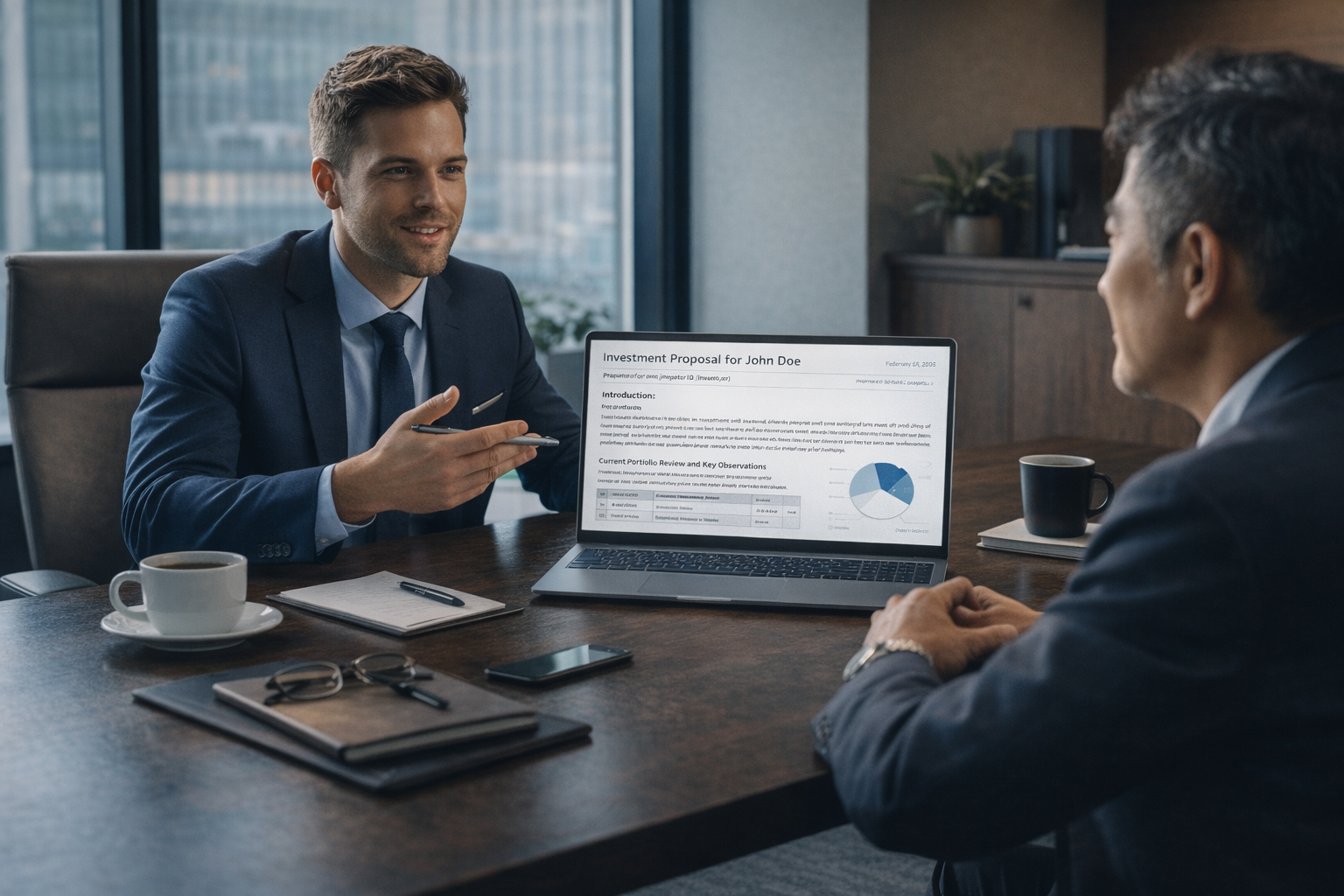 Advisor winning first client meeting with contextual recommendation support